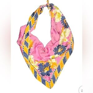 Lanvin Pink and Yellow Floral Scarf